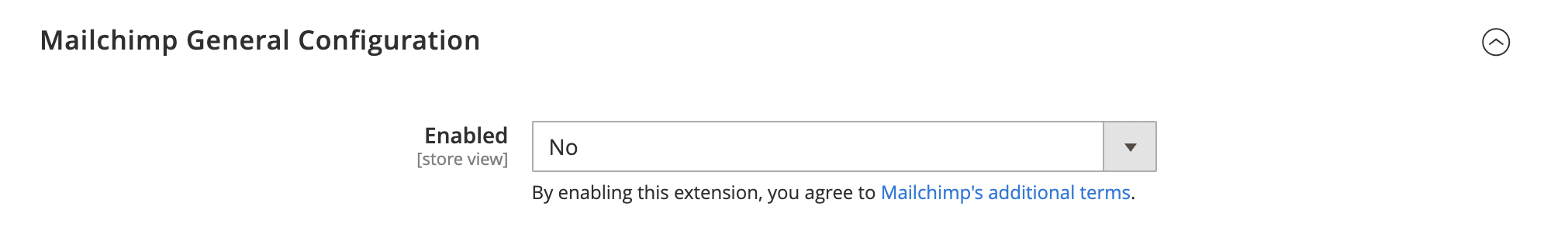 The previous extension's Enabled setting, set to No